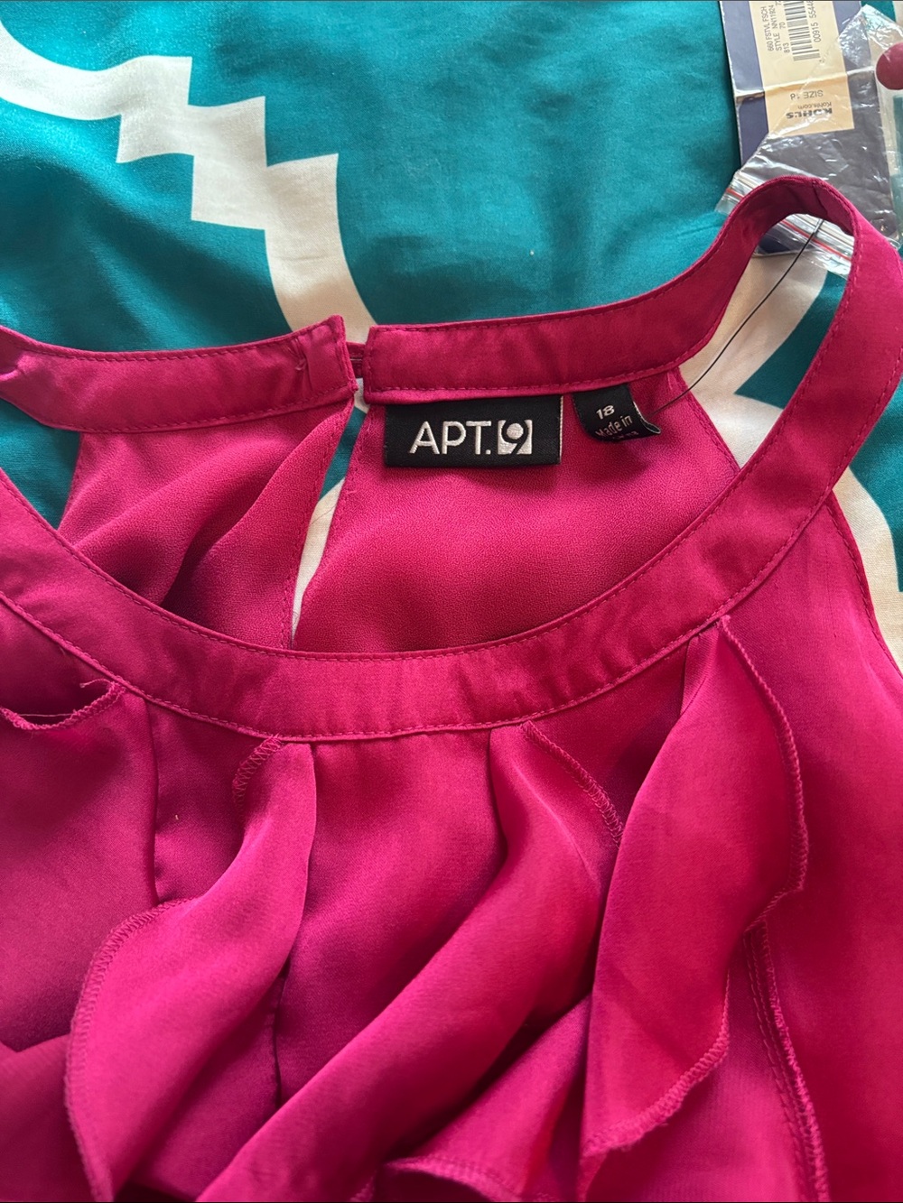 Women’s Fuchsia Ruffle Halter Dress - Picture 2 of 7